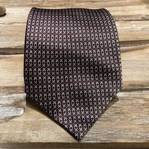 STONEHENCE HANDMADE 100% SILK BURGUNDY/SILVER TIE